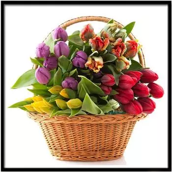 Полный 5D Diy Алмазная картина Мультфильм Цветочная корзина Вышивка Крестом Домашний декор Подарок ручной работы 25x25cm