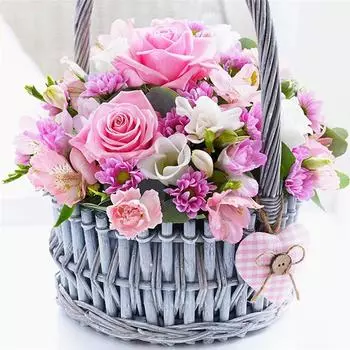 Полный 5D Diy Алмазная картина Мультфильм Цветочная корзина Подарок Вышивка Крестом Домашний декор Ручная работа 25x25cm