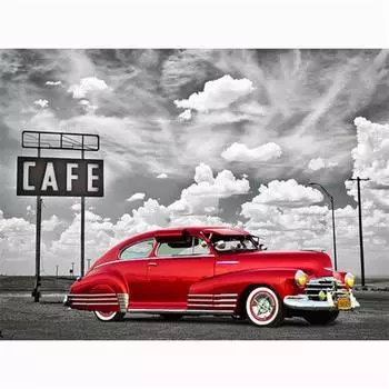 Полный 5D Diy Алмазная картина Мультфильм Красный Автомобиль Мозаика Вышивка Крестом Домашний Декор Ручной Подарок 25x30cm