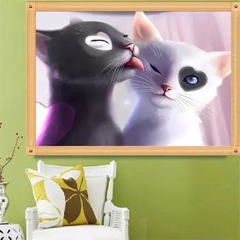 Полный 5D Diy Алмазная картина Мультфильм Сладкий Кот Вышивка Крестом Домашний Декор Ручной Подарок 25x30cm