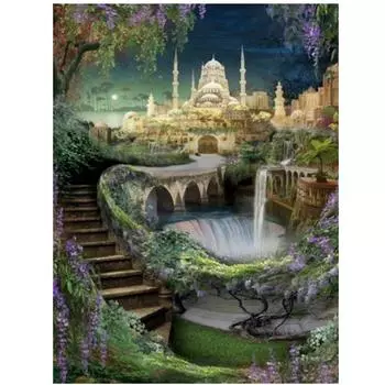 Полный 5D Diy Алмазная картина Мультфильм Замок эльфа Вышивка Крестом Домашний Декор Подарок ручной работы 25x30cm