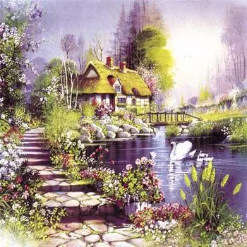 Полный 5D Diy Алмазная картина Мультфильм Пейзаж Мозаика Вышивка Крестом Домашний Декор Ручной Работы 25x25cm