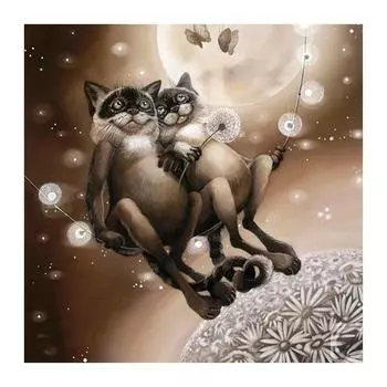 Полный 5D Diy Алмазная картина Мультфильм качели кошка Вышивка крестом Домашний декор Ручной подарок 25x25cm