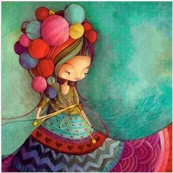 Полный 5D Diy Алмазная картина Мультфильм девушка Алмазная вышивка Крест Стежок Главная Декор Ручной подарок 30x30cm