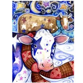 Полный 5D Diy Алмазная картина Мультфильм животных Корова Мозаика Вышивка Крестом Домашний декор Ручная работа 25x30cm