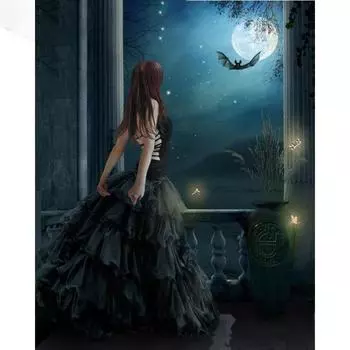 Полный 5D Diy Алмазная картина Мультфильм Девушка и Летучая мышь Мозаика Вышивка Крестом Домашний Декор Ручная работа 25x30cm