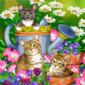 Полный 5D Diy Алмазная картина Мультфильм Домашнее животное Кошки Вышивка Крестом Домашний Декор Ручной Подарок 25x25cm