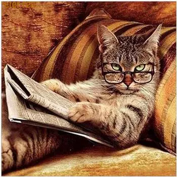 Полный 5D Diy Алмазная картина Мультфильм Животное Кошка Вышивка Крестом Домашний Декор Ручной Подарок 30x30cm