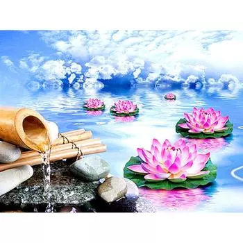 Полный 5D Diy Алмазная картина Мультфильм Лотос Вид Мозаика Вышивка Крестом Домашний Декор Ручная работа 25x30cm