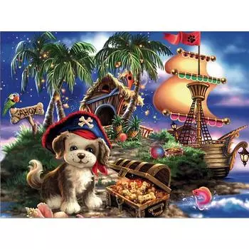 Полный 5D Diy Алмазная картина Мультфильм Щенок Пират Вышивка Крестом Домашний Декор Ручной Подарок 25x30cm
