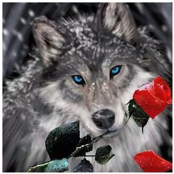 Полный 5D Diy Алмазная картина Мультфильм животных Волк Вышивка Крестом Домашний Декор Ручной подарок 25x25cm