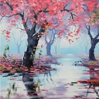 Полный 5D Diy Алмазная картина Мультфильм Пейзаж Дерево Вышивка Крестом Домашний Декор Ручной Работы 25x25cm
