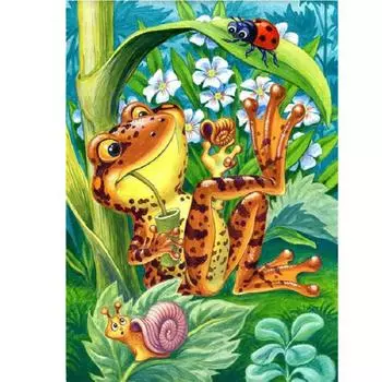 Полный 5D Diy Алмазная картина Мультфильм Лягушка и Улитка Вышивка Крестом Домашний Декор Ручная работа 25x30cm