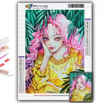 Полный 5D Diy Алмазная картина Мультфильм Милая благородная девушка 5D Алмазная картина Full Round 20X30CM