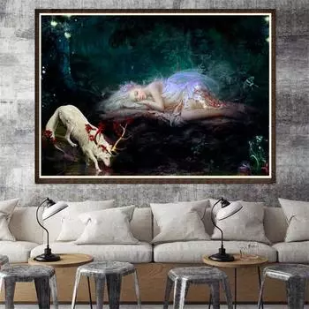 Полный 5D Diy Алмазная картина Мультфильм Спящий эльф Вышивка Крестом Домашний Декор Подарок ручной работы 25x30cm