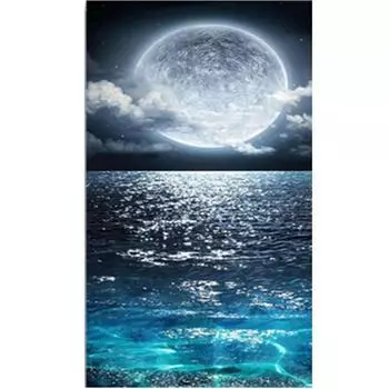 Полный 5D Diy Алмазная картина Мультфильм Луна в море Мозаика Вышивка Крестом Домашний Декор Ручная работа 25x30cm