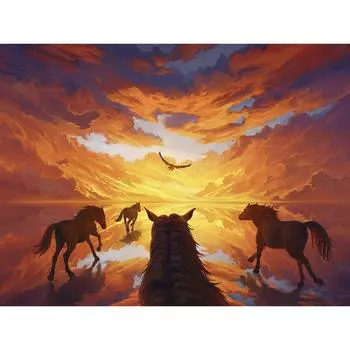 Полный 5D Diy Алмазная картина Мультфильм Лошадь Группа Мозаика Вышивка Крестом Домашний Декор Ручной Работы 25x30cm