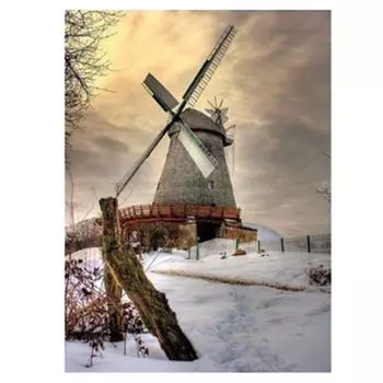 Полный 5D Diy Алмазная картина Мультфильм Пейзаж Ветряная мельница Вышивка Крестом Домашний Декор Ручная работа 25x30cm
