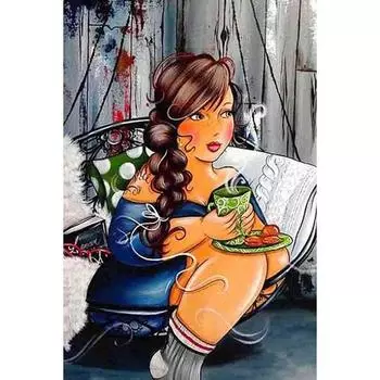 Полный 5D Diy Алмазная картина Мультфильм Женщина Мозаика Вышивка Крестом Домашний Декор Ручной Подарок 25x30cm