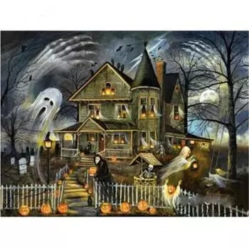 Полный 5D Diy Алмазная картина Мультфильм Дом с привидениями Вышивка Крестом Домашний Декор Подарок ручной работы 25x30cm