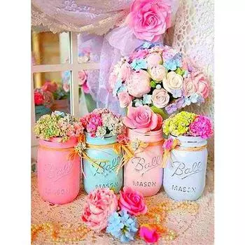 Полный 5D Diy Алмазная картина Мультфильм Цветочная чашка Вышивка Крестом Главная Декор Ручной подарок 25x30cm