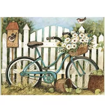 Полный 5D Diy Алмазная картина Мультфильм Вид Велосипед Вышивка Крестом Домашний Декор Ручной Подарок 25x30cm