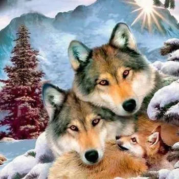 Полный 5D Diy Алмазная картина Мультфильм животных Волк Мозаика Вышивка Крестом Домашний декор Ручная работа 25x25cm
