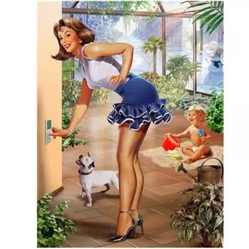 Полный 5D Diy Алмазная картина мультфильм грудастая женщина Вышивка крестиком Домашний декор ручной работы 25x30cm