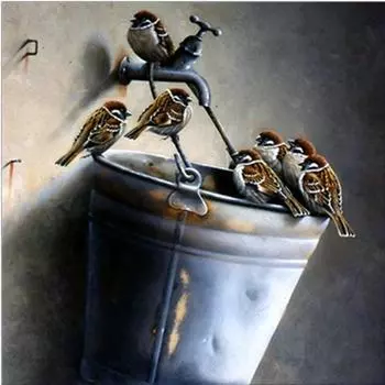 Полный 5D Diy Алмазная картина Мультфильм Животное Птица Вышивка Крестом Домашний Декор Ручной Подарок 25x25cm