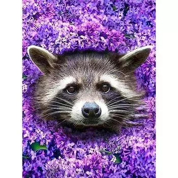 Полный 5D Diy Алмазная картина Мультфильм Енот в цветах Вышивка Крестом Домашний Декор Ручная работа 25x30cm