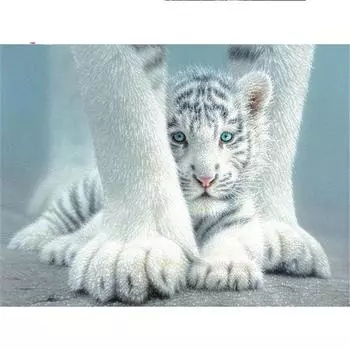 Полный 5D Diy Алмазная картина Мультфильм животных Маленький тигр Вышивка Крестом Домашний декор Ручная работа 25x30cm