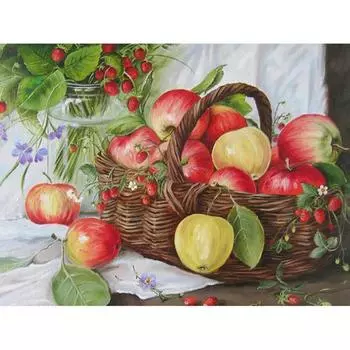 Полный 5D Diy Алмазная картина Мультфильм Корзина с фруктами Мозаика Вышивка Крестом Домашний Декор Ручная работа 25x30cm