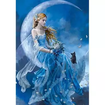Полный 5D Diy Алмазная картина Мультфильм Луна девушка Мозаика Вышивка Крестом Домашний Декор Ручная работа 25x30cm
