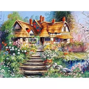 Полный 5D Diy Алмазная картина Мультфильм Маленький Дом Мозаика Вышивка Крестом Домашний Декор Ручной Работы 25x30cm