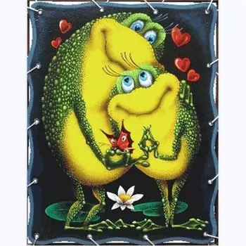 Полный 5D Diy Алмазная картина Мультфильм пара лягушка Вышивка крестом Домашний декор Подарок ручной работы 25x30cm