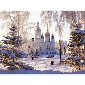 Полный 5D Diy Алмазная картина Мультфильм Зимний замок Вышивка Крестом Домашний декор Подарок ручной работы 25x30cm