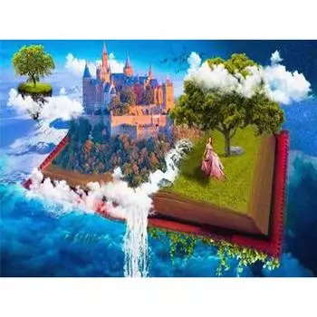 Полный 5D Diy Алмазная картина Мультяшный мир в книгах Вышивка крестом Домашний декор Подарок ручной работы 25x30cm