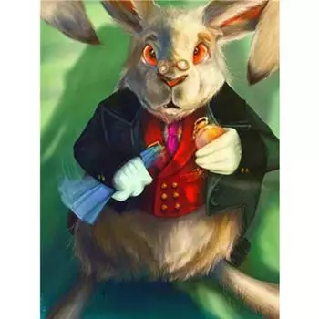 Полный 5D Diy Алмазная картина Очковый кролик Вышивка Крестом Домашний декор Ручной подарок Подарок 20X25CM