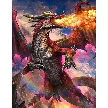 Полный 5D Diy Алмазная картина Огонь Дракон Алмазная вышивка Крест Стежок Главная Декор Ручной подарок 25x30cm