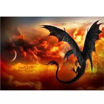 Полный 5D Diy Алмазная картина Огонь Дракон Алмазная вышивка Полный набор аниме Наборы для вышивки крестом Домашний декор Подарок ручной работы Round 20x30cm
