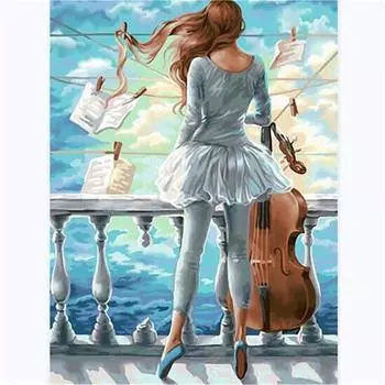 Полный 5D Diy Алмазная картина Окрашенная музыка Талант Вышивка Крестом Домашний декор Ручной подарок Подарок 25x30cm