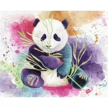 Полный 5D DIY Алмазная картина Панда ест бамбук Алмазная вышивка Мозаика Наборы вышивки крестом Домашний декор Подарки ручной работы Round 20x30cm