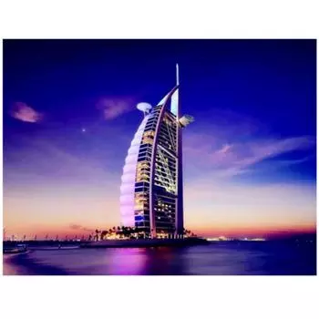 Полный 5D Diy Алмазная картина Парусник Вид на отель Вышивка крестиком Домашний декор Подарок ручной работы 25x30cm