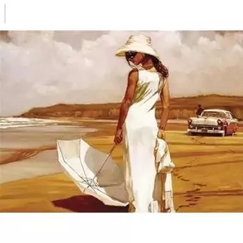 Полный 5D Diy Алмазная картина Пейзаж Девушка Алмазная вышивка Крестом Домашний декор Подарок ручной работы 25x30cm