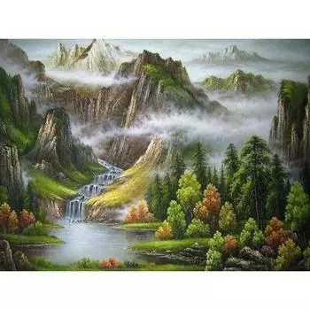 Полный 5D Diy Алмазная картина Пейзаж Горная мозаика Вышивка Крестом Домашний декор Ручная работа 25x30cm