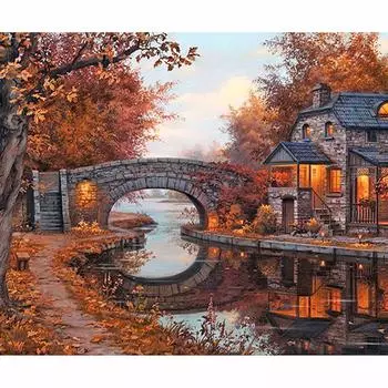 Полный 5D Diy Алмазная картина Пейзаж Осенняя вышивка Крестом Домашний декор Подарок ручной работы 25x30cm