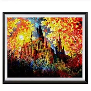 Полный 5D Diy Алмазная картина Пейзаж Замок Мозаика Вышивка Крестом Домашний декор Ручная работа 25x30cm