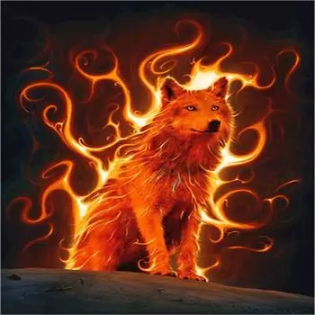 Полный 5D Diy Алмазная картина Пламя Волк Алмазная вышивка Крест Стежок Главная Декор Ручной подарок 25x25cm
