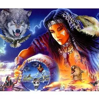 Полный 5D Diy Алмазная картина Племенная девушка Алмазная вышивка Крестом Домашний декор Подарок ручной работы 25x30cm