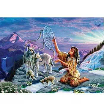 Полный 5D DIY Алмазная картина Племенная девушка Алмазная вышивка Мозаика Наборы вышивки крестом Домашний декор Подарки ручной работы Round 20x30cm